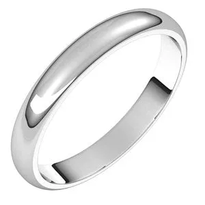 10K White 3 mm Half Round Band Size 6
