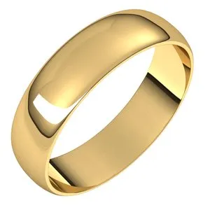 10K Yellow 5 mm Half Round Ultra-Light Band Size 11