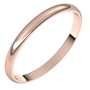 14K Rose 2 mm Half Round Ultra-Light Band Size 7