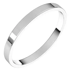 14K White 2 mm Flat Ultra-Light Band Size 4.5