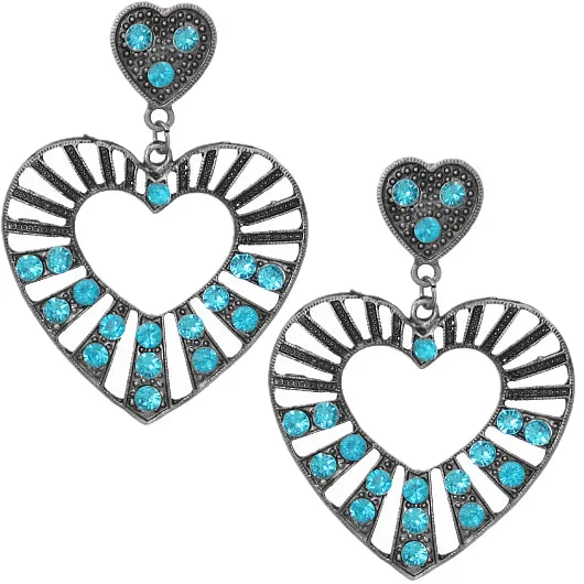 Blue Gemstone Heart Post Earrings