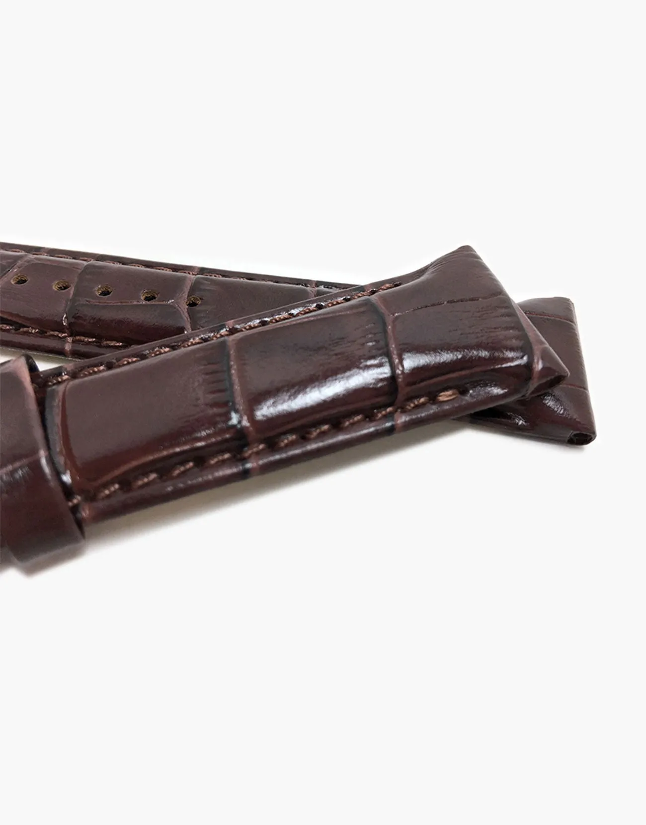 Dark Brown Italian Calf Skin Leather Alligator Grain Watch Straps-Hadley-Roma MS853