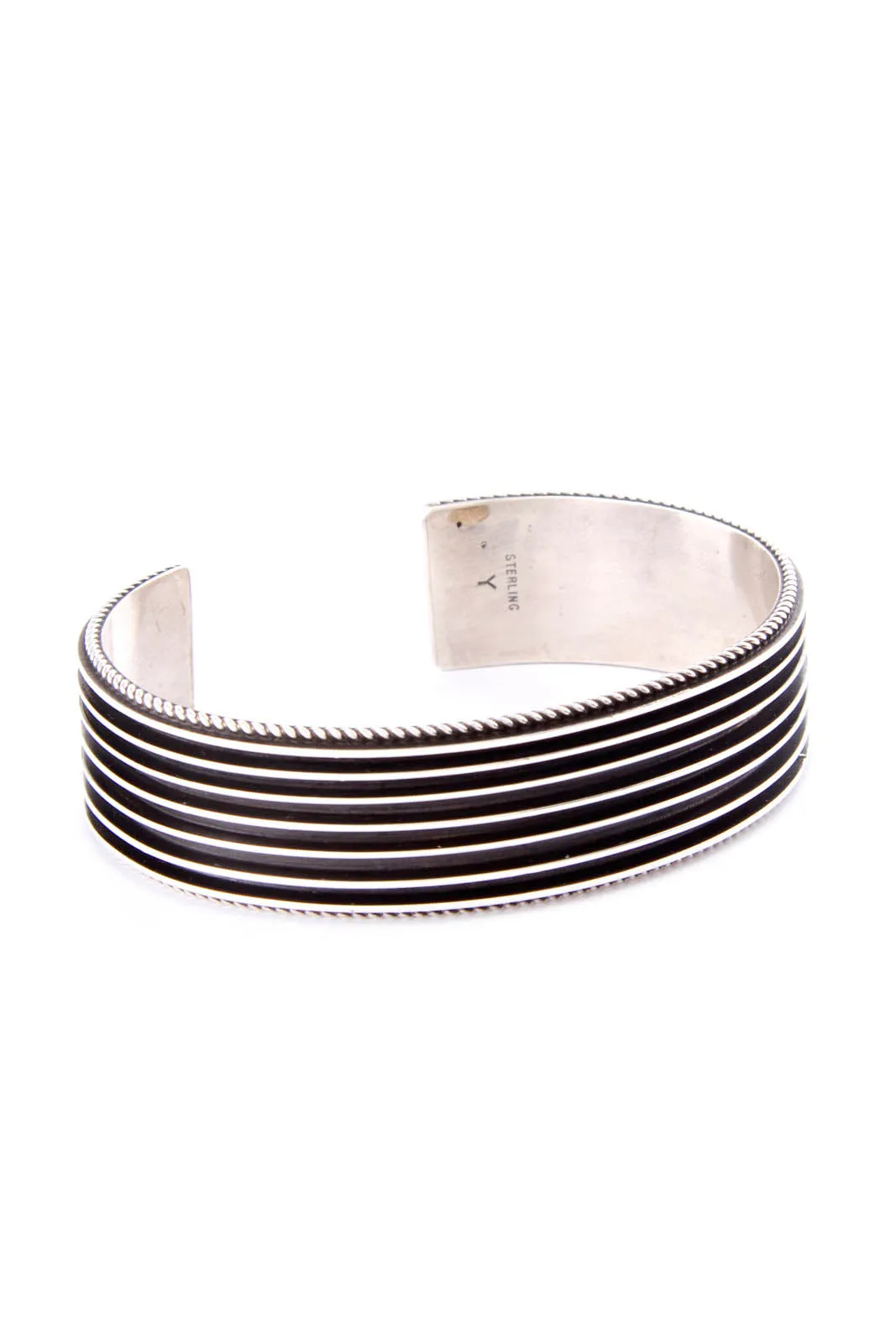Daryl Yazzie Navajo Ribbed Sterling Silver Cuff Bracelet