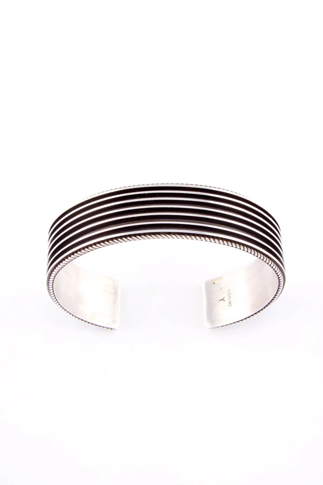 Daryl Yazzie Navajo Ribbed Sterling Silver Cuff Bracelet