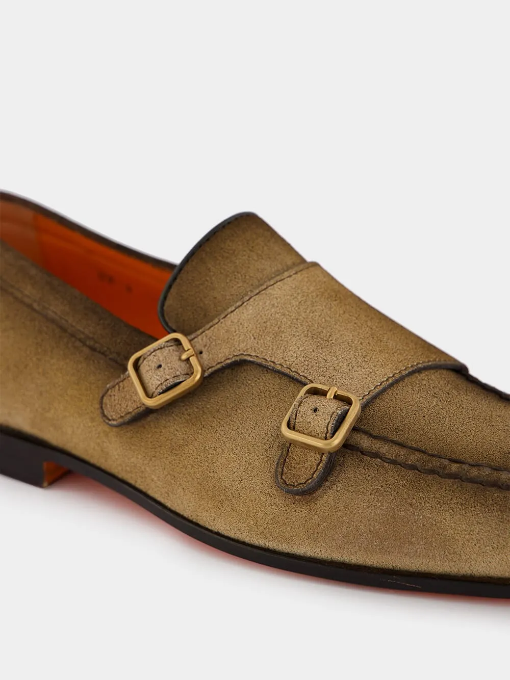Double-Buckle Suede Loafers