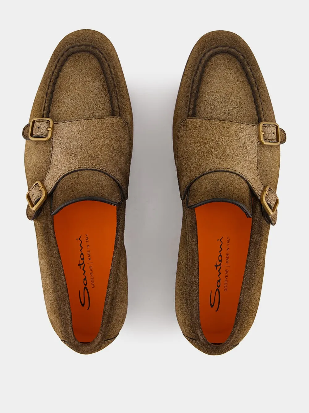 Double-Buckle Suede Loafers