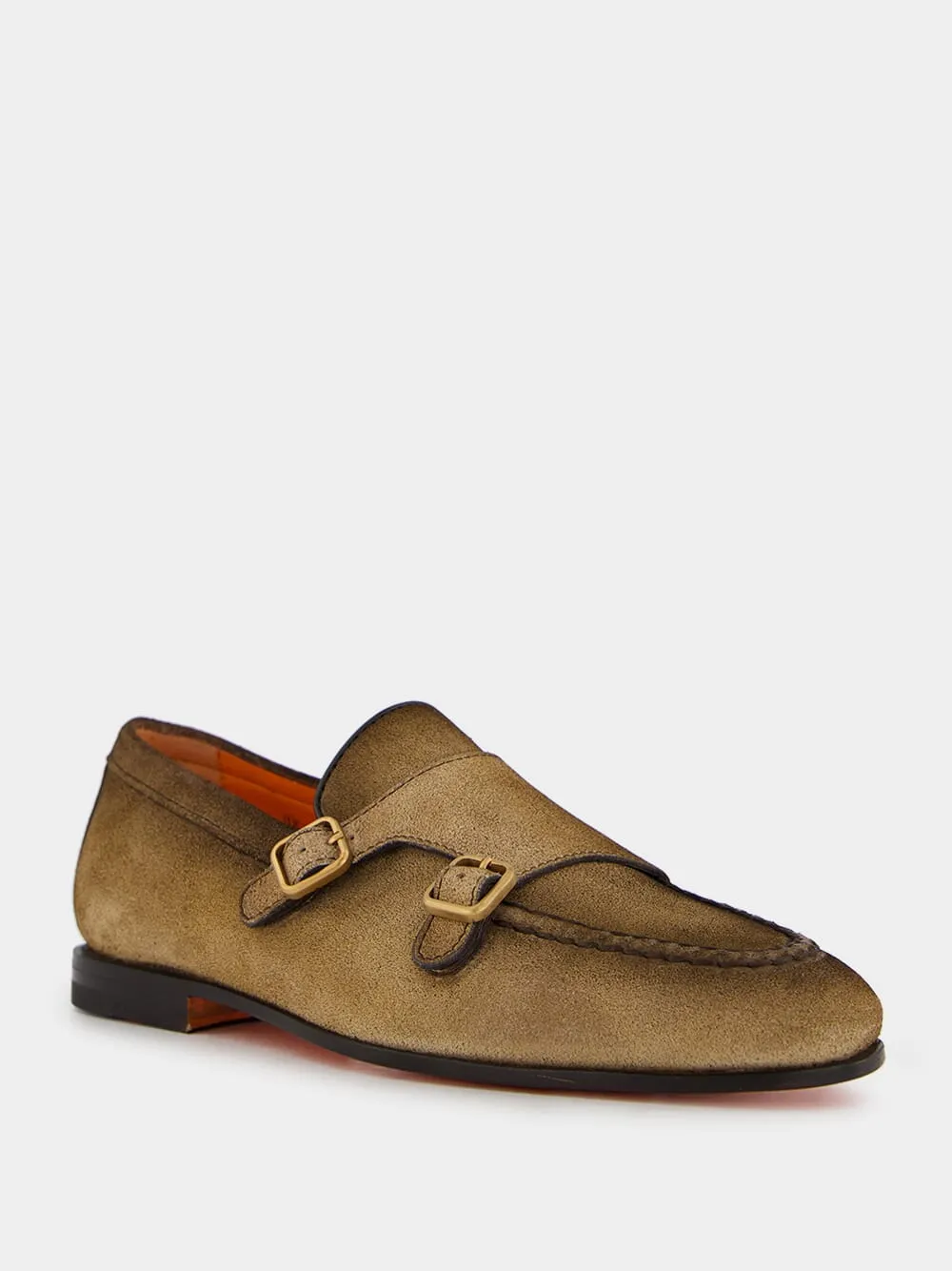 Double-Buckle Suede Loafers