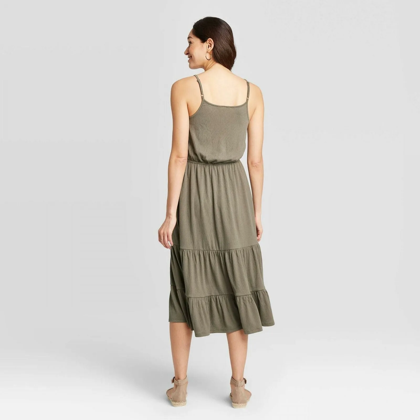 Knox Rose Women's Scoop Neck Sleeveless Tiered Midi Dress
