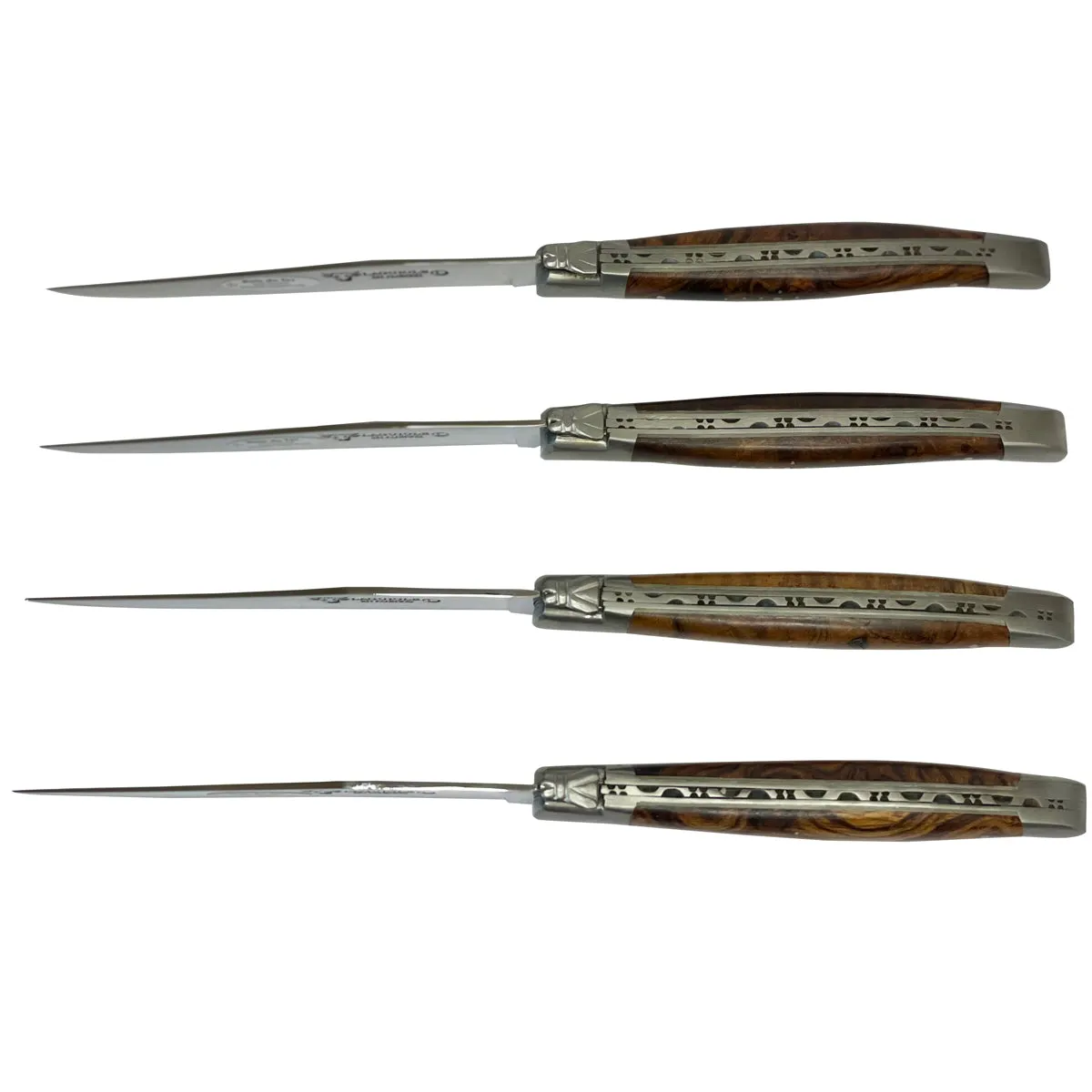 Laguiole en Aubrac Handcrafted 4-Piece Steak Knife Set with Desert Ironwood Handles