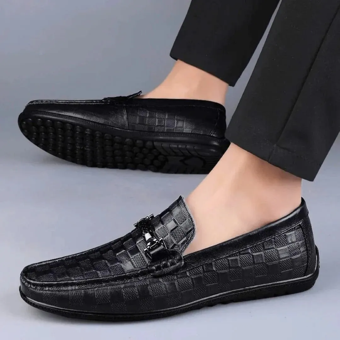 Luxury Plaid Genuine Leather Loafers
