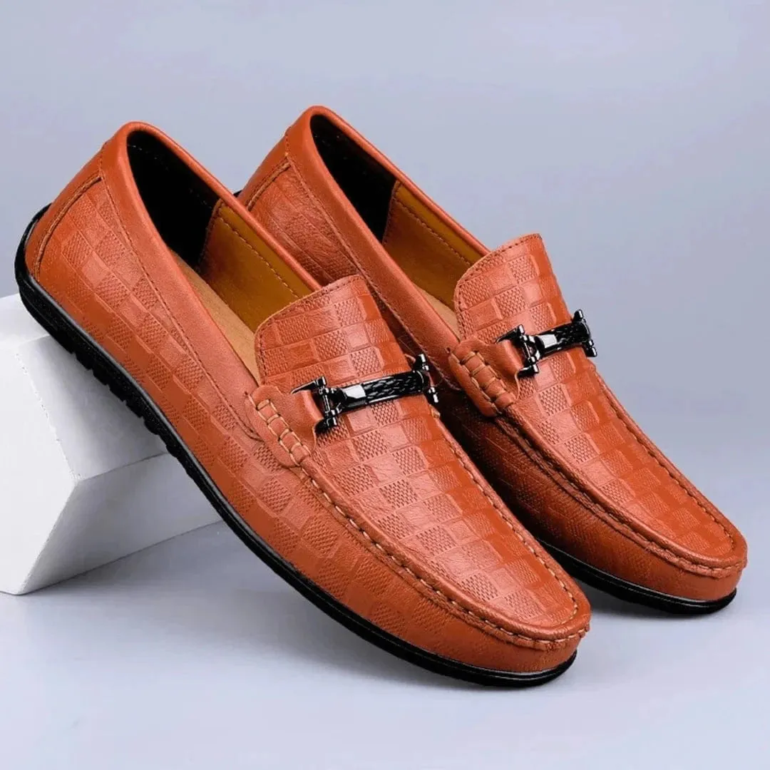Luxury Plaid Genuine Leather Loafers