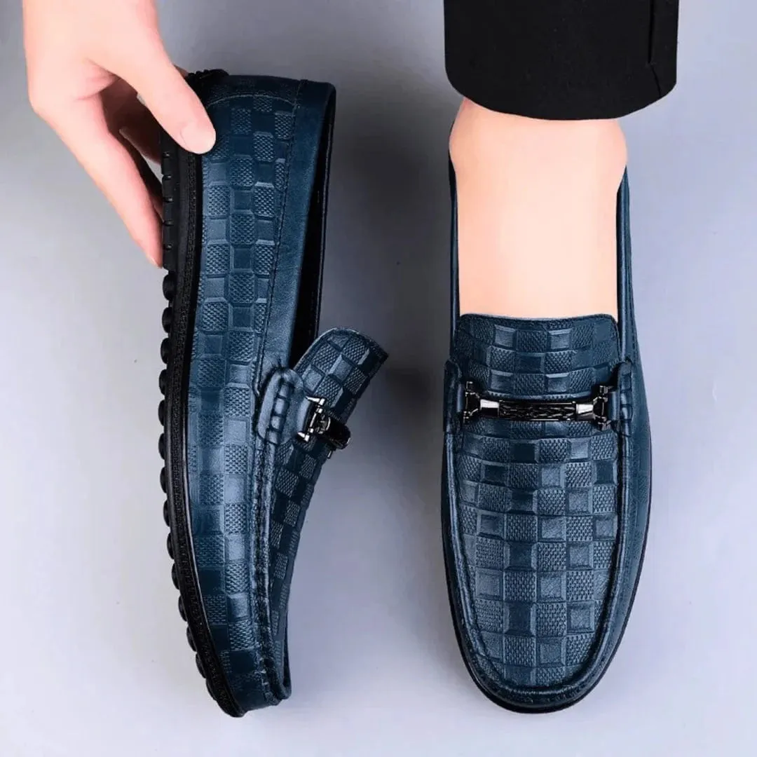 Luxury Plaid Genuine Leather Loafers