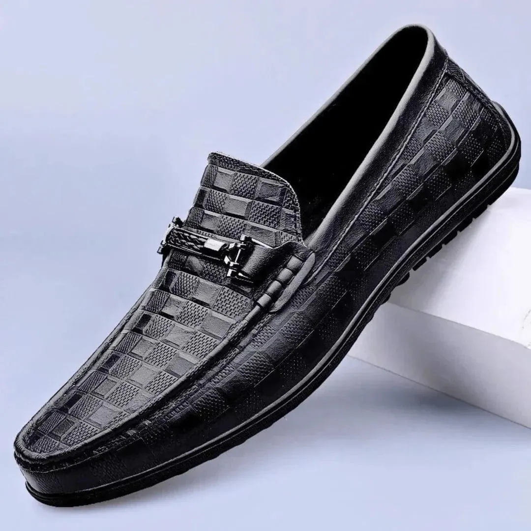 Luxury Plaid Genuine Leather Loafers