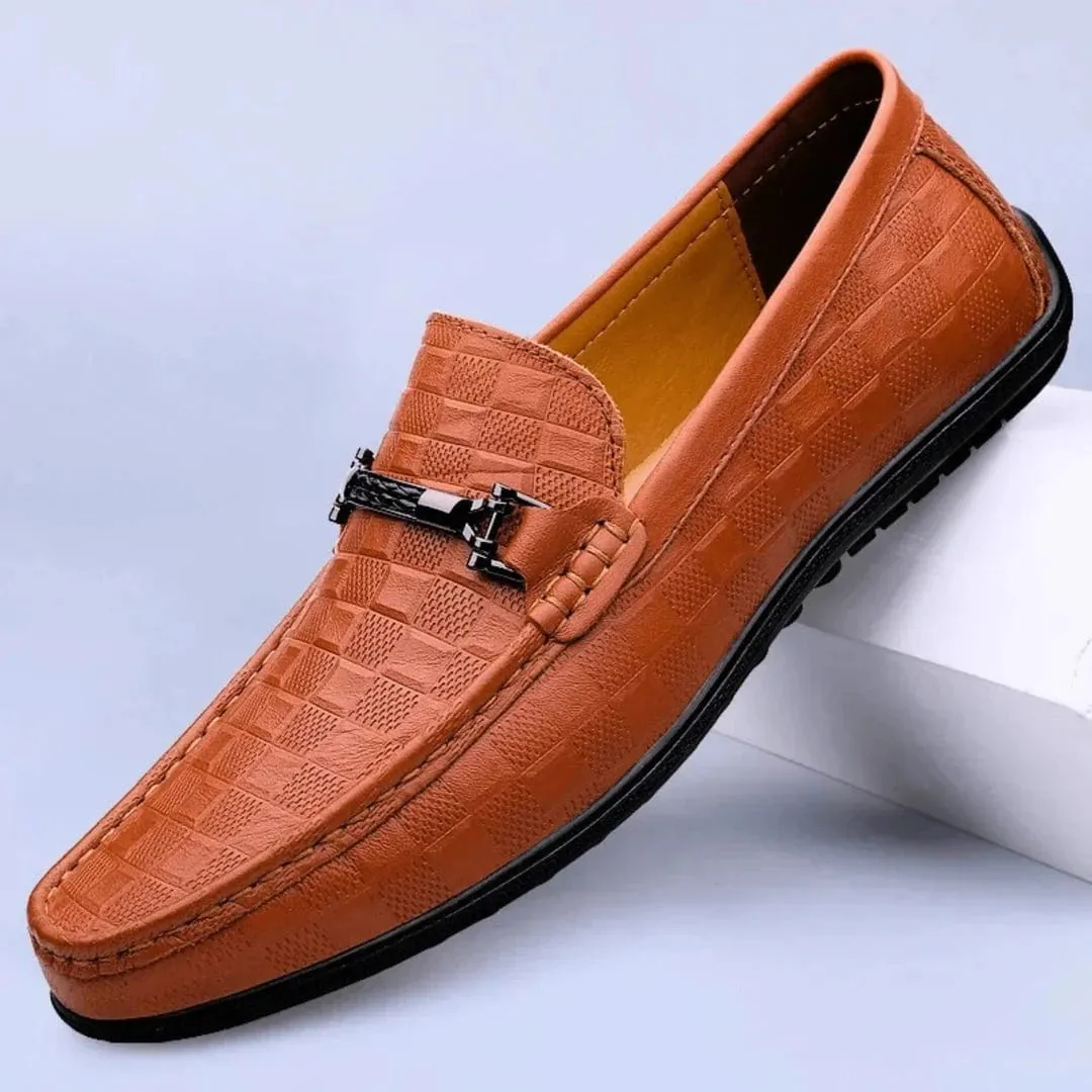 Luxury Plaid Genuine Leather Loafers