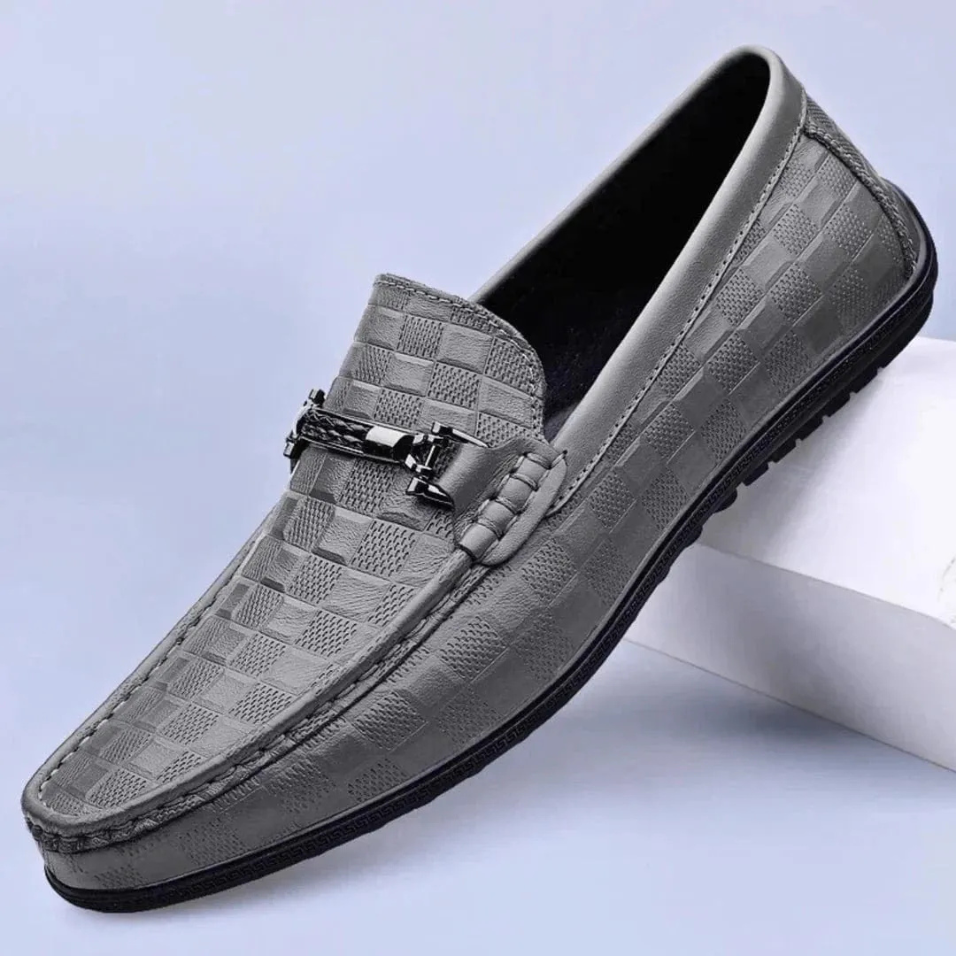 Luxury Plaid Genuine Leather Loafers