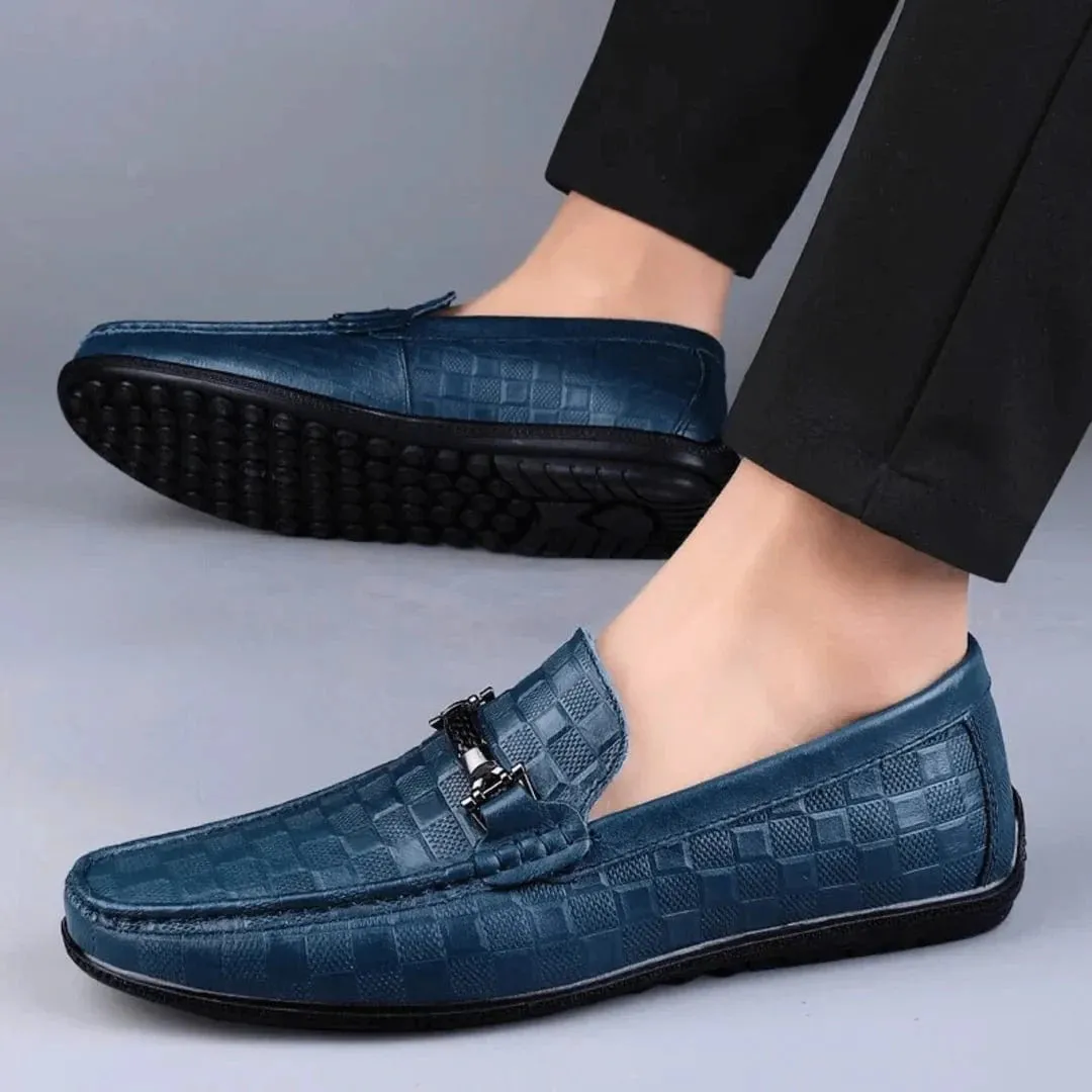 Luxury Plaid Genuine Leather Loafers