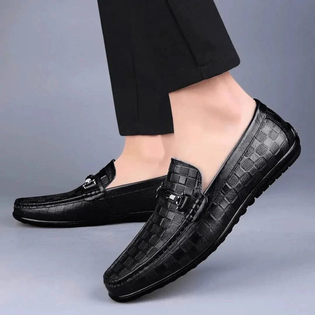 Luxury Plaid Genuine Leather Loafers