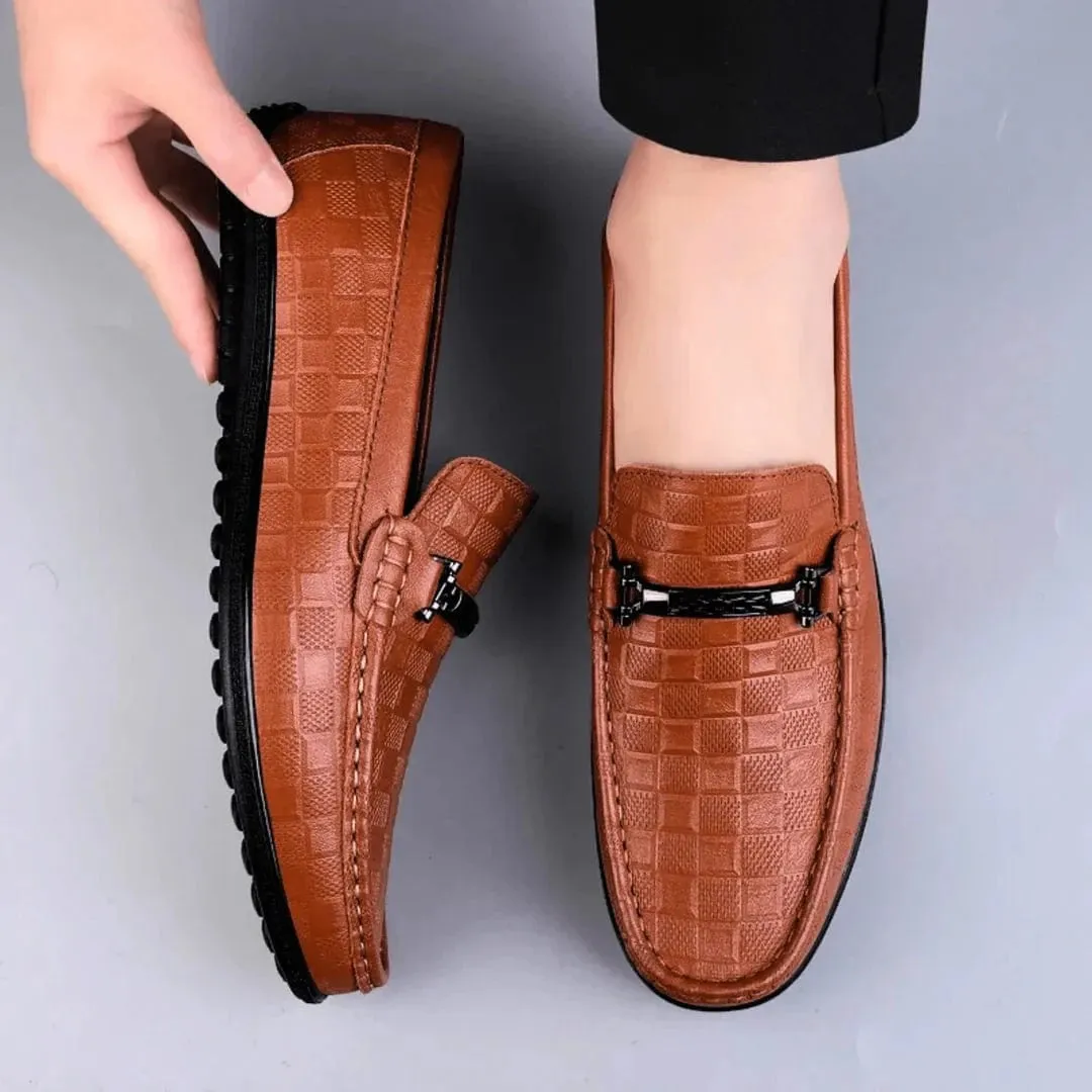 Luxury Plaid Genuine Leather Loafers