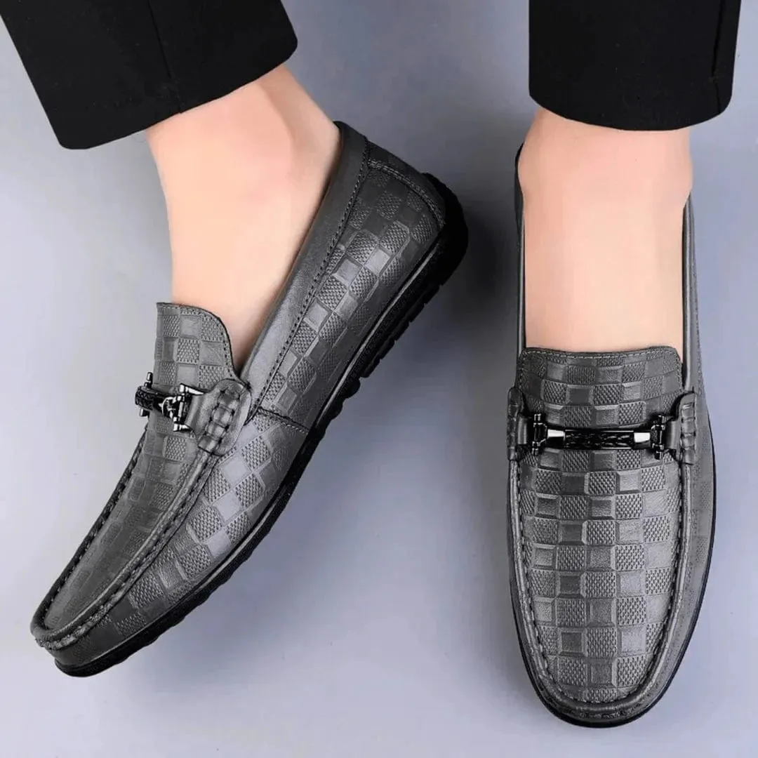 Luxury Plaid Genuine Leather Loafers