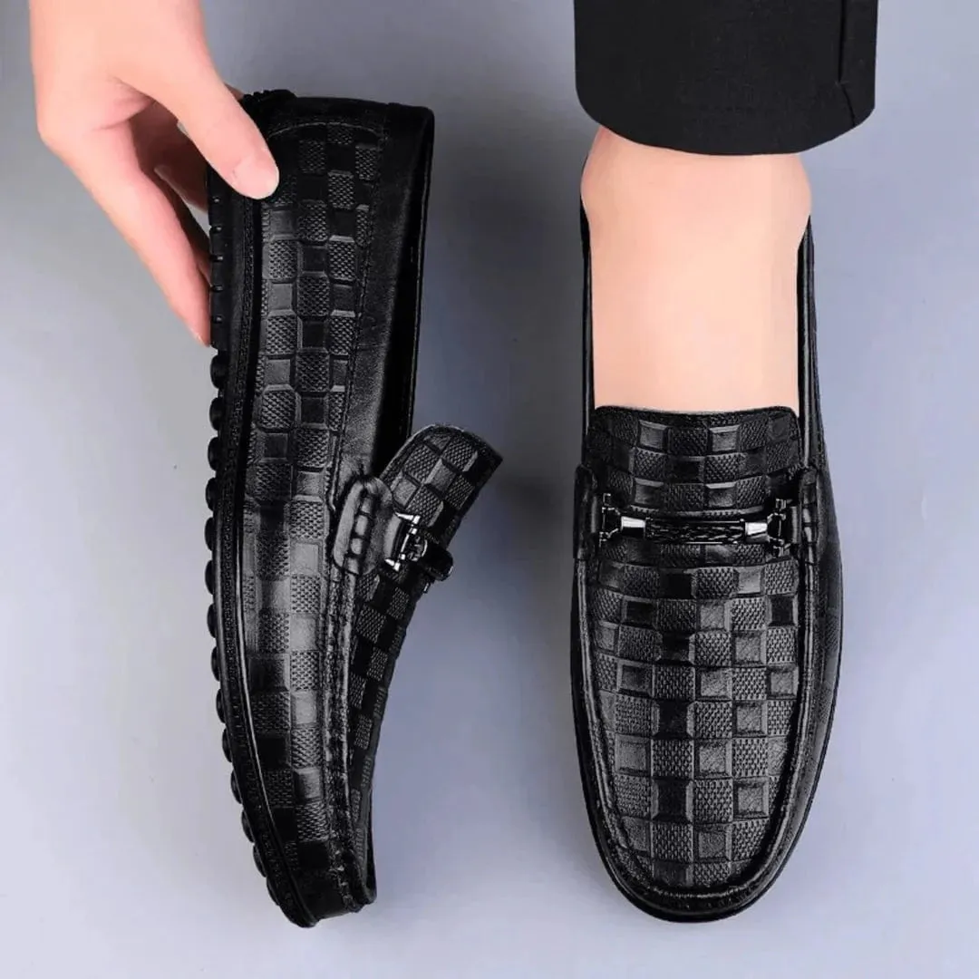 Luxury Plaid Genuine Leather Loafers