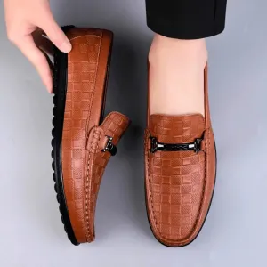 Luxury Plaid Genuine Leather Loafers