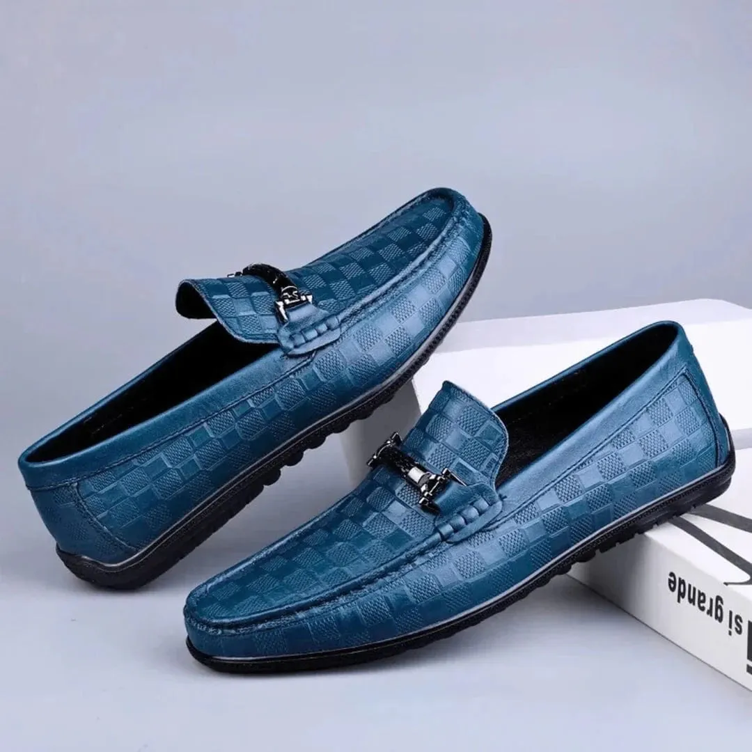 Luxury Plaid Genuine Leather Loafers