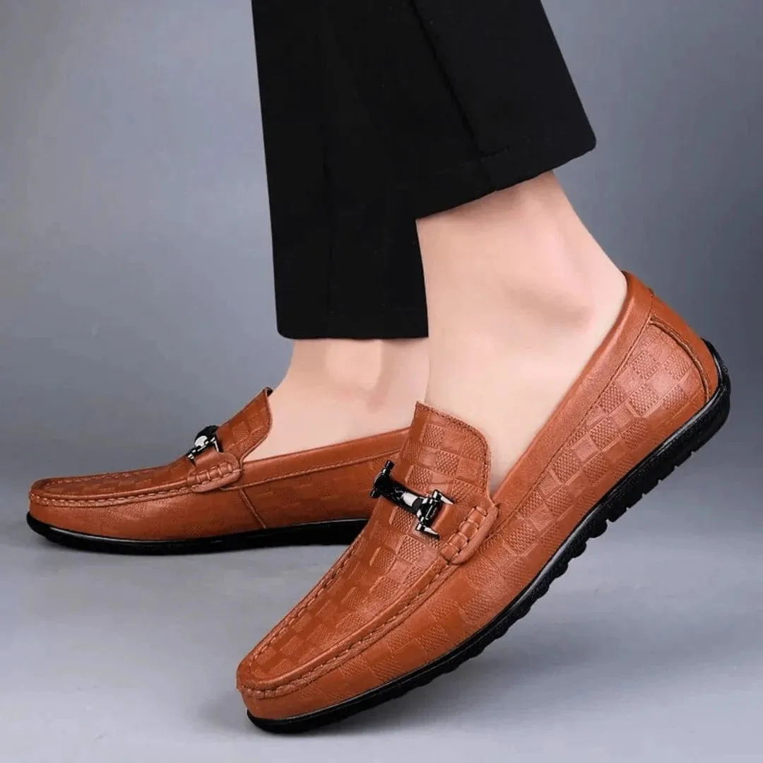 Luxury Plaid Genuine Leather Loafers