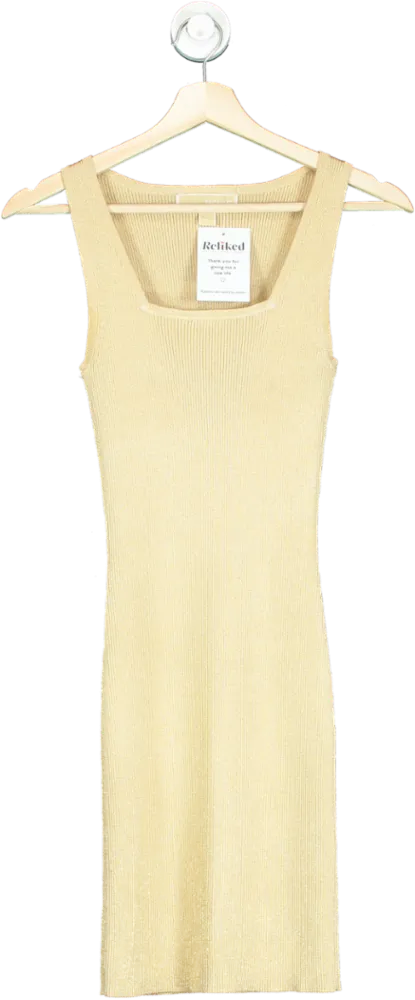 Michael Kors Gold Sleeveless Ribbed Dress UK XS