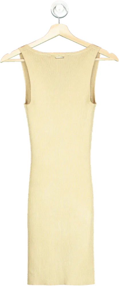 Michael Kors Gold Sleeveless Ribbed Dress UK XS
