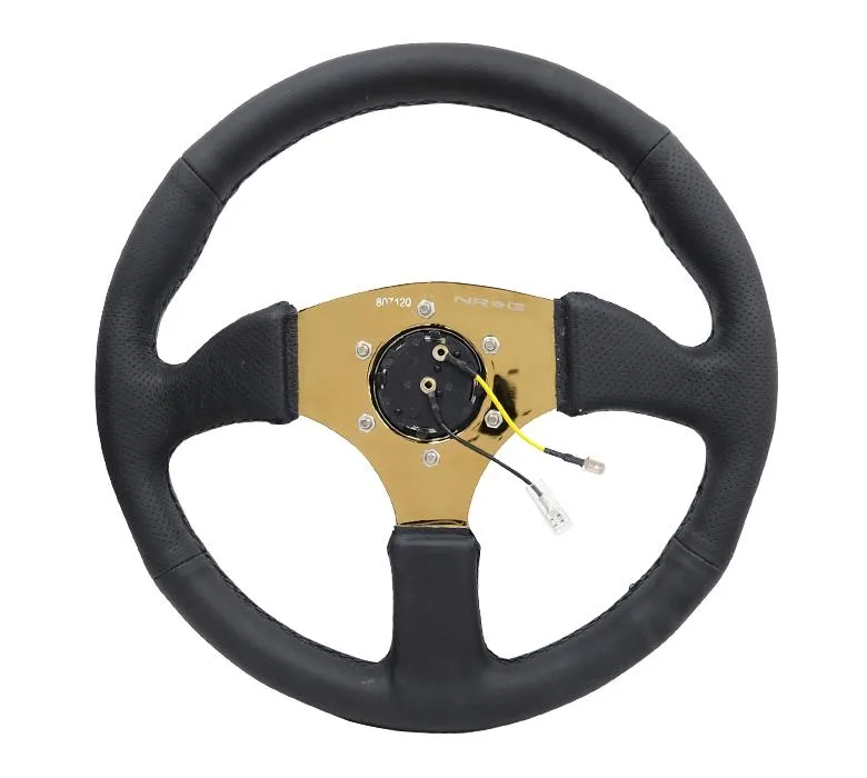 NRG RST-023GD-R 350mm Leather Reinforced Steering Wheel