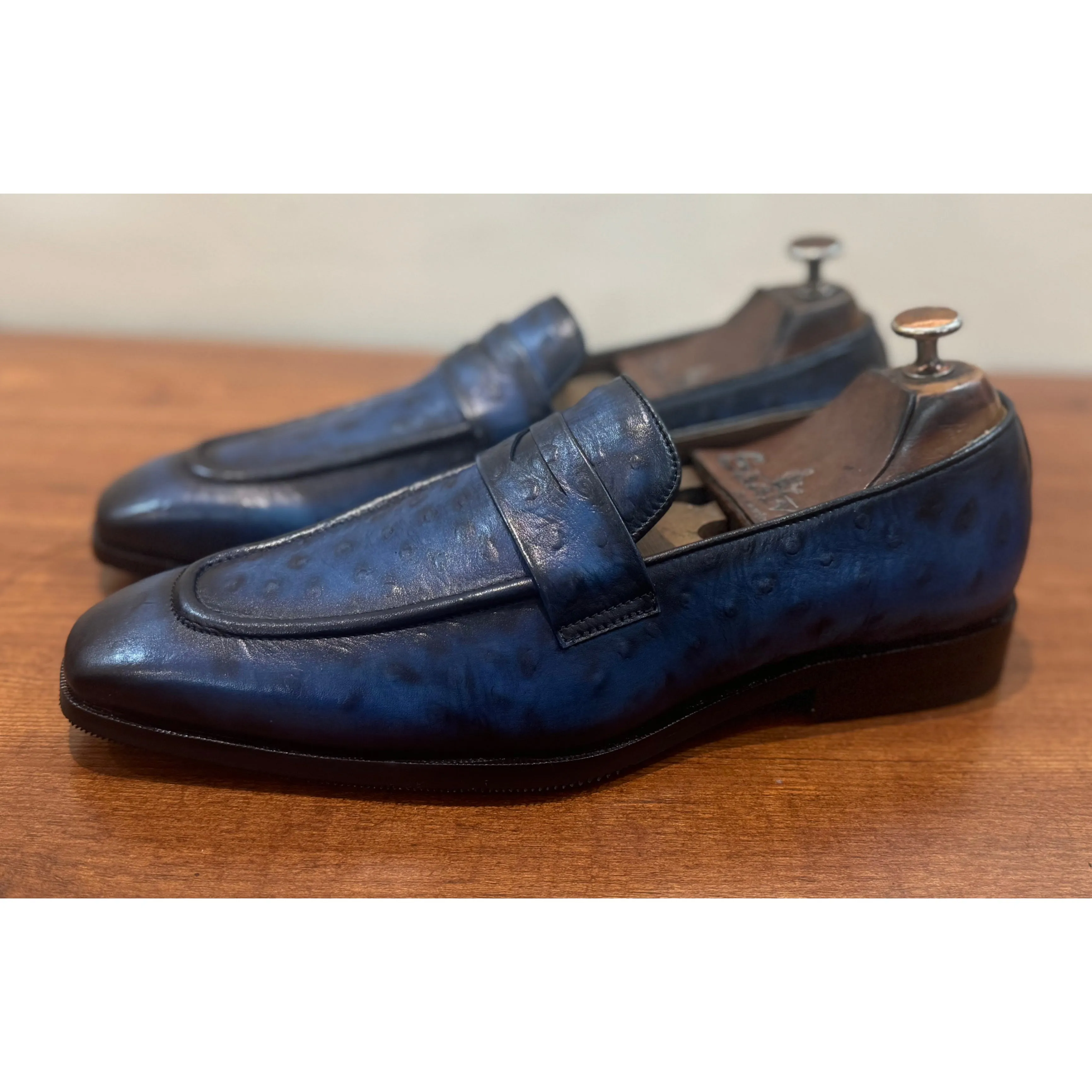 Penny Loafers Blue Ostrich