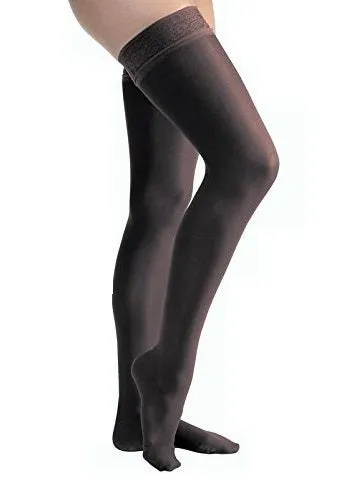PR/1 JOBST ULTRASHEER WOMEN, THIGH HIGH PETITE W/SIL LACE BAND, 15-20MMHG, SM, CLASSIC BLACK, CLOSED TOE
