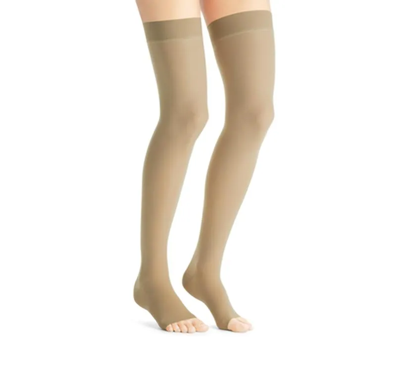 PR/1 JOBST ULTRASHEER WOMEN, THIGH HIGH W/SIL DOT BAND, 20-30MMHG, XL, NATURAL, OPEN TOE