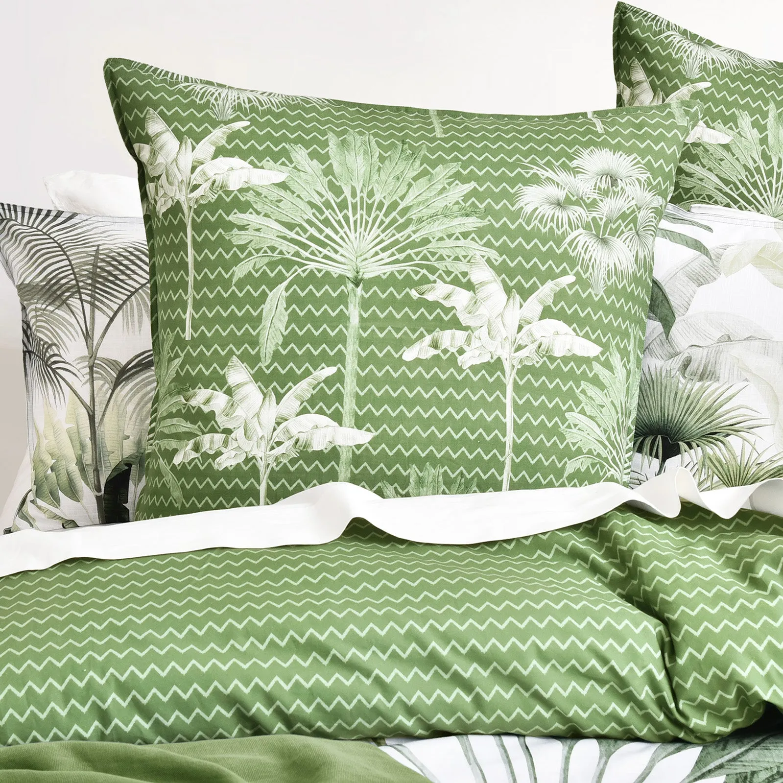 Renee Taylor 300 TC Cotton Reversible Quilt Cover Sets - Noosa Palm