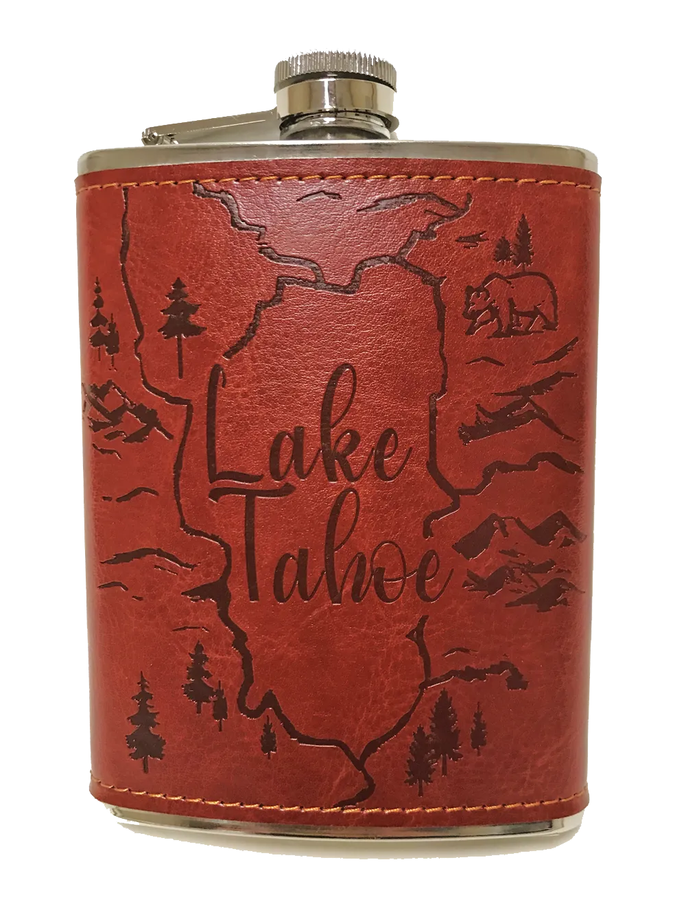Souvenir Flask Leather Lake Tahoe