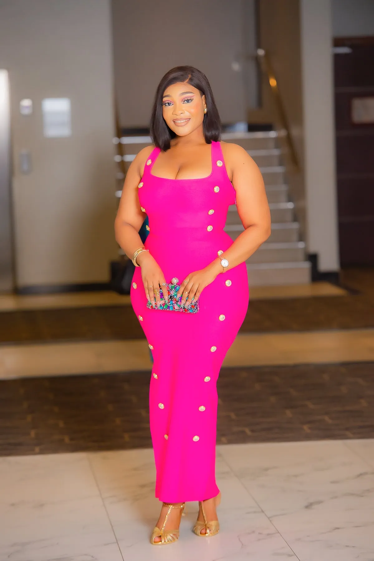 Valencia- Button Embellished Bandage Dress (New! 2 colors!)